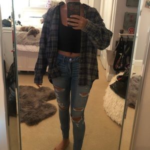 Oversized Blue and Green faded flannel